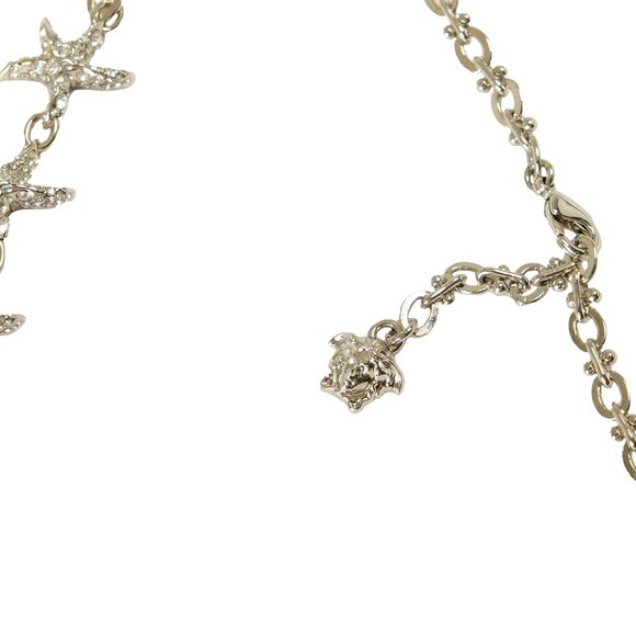 Versace Silver & Gold Color Metal Strass Stars Shaped Chain Necklace Pendant - Picture 4 of 8